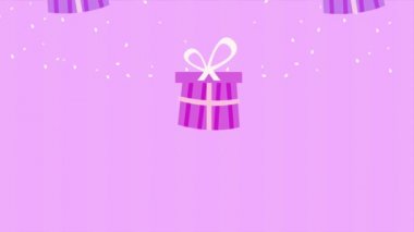 happy birthday animation with gifts pattern ,4k video animated