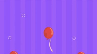 happy birthday animation with balloons helium ,4k video animated