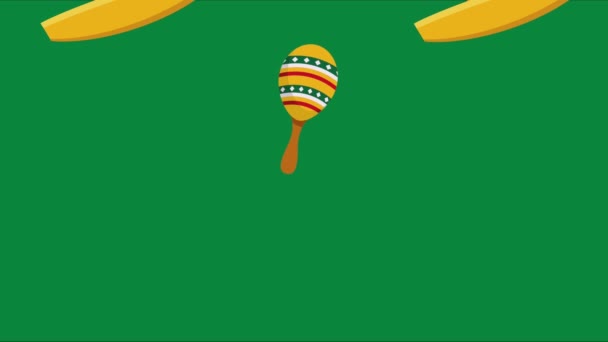 Mexican Maracas Hats Pattern Video Animated — Αρχείο Βίντεο