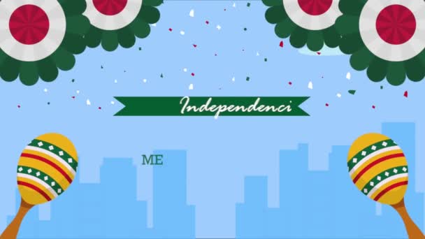 Independencia Mexico Lettering Laces Video Animated — Stockvideo