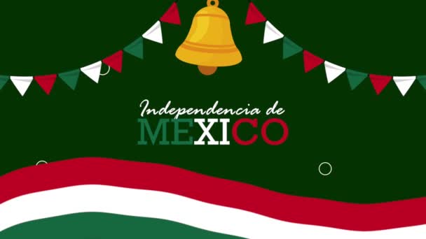 Independencia Mexico Lettering Flag Video Animated — Vídeo de stock