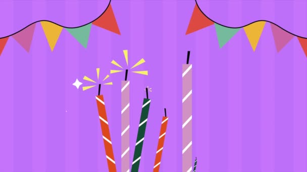 Happy Birthday Animation Candles Video Animated — Vídeos de Stock