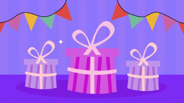 Selamat Ulang Tahun Animasi Dengan Hadiah Animasi Video — Stok Video