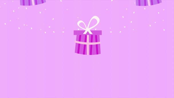 Happy Birthday Animation Gifts Pattern Video Animated — Vídeo de stock