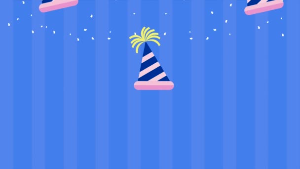 Happy Birthday Animation Hats Pattern Video Animated — Stock Video