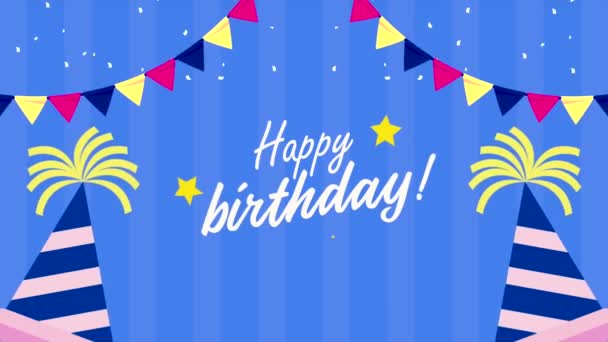 Happy Birthday Lettering Animation Garlands Video Animated — Videoclip de stoc