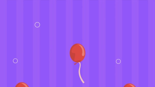 Happy Birthday Animation Balloons Helium Video Animated — Stock videók