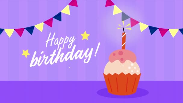 Happy Birthday Lettering Animation Garlands Video Animated — Stock videók