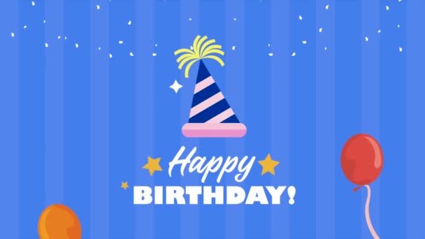 Happy Birthday Lettering Animation Hat Video Animated — стоковое видео