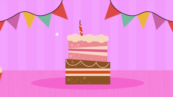 Happy Birthday Animation Cake Video Animated — Stock Video