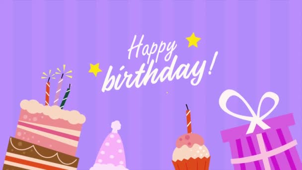 Boldog Születésnapot Betűző Animáció Tortával Videó Animált — Stock videók