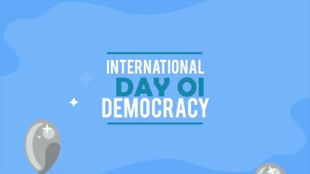 International Day Democracy Lettering Video Animated — Vídeo de Stock