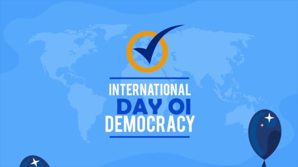 International Day Democracy Lettering Choice Video Animated — Stockvideo