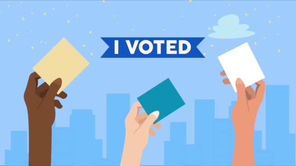Voted Lettering Voters Hands Video Animated — ストック動画