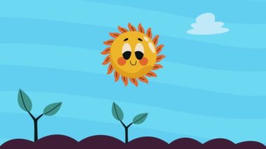 güneş karakteri tarımsal animasyon, 4k video animasyonu