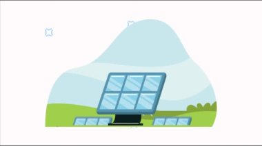 Güneş enerjisi panelleri enerji alternatifi, 4k video animasyonu