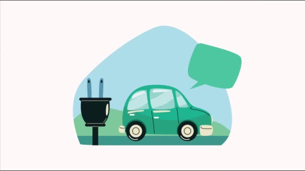 Green Car Electric Road Video Animated — Video