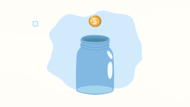 Charity Jar Donations Coins Video Animated — Vídeo de Stock