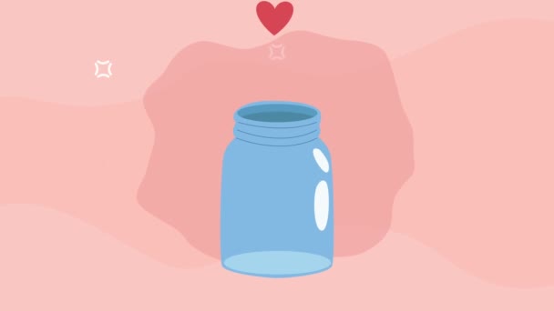 Charity Jar Hearts Love Video Animated — Vídeo de Stock