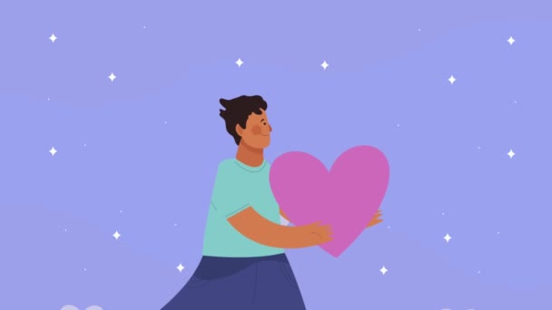 Young Woman Hearts Love Video Animated — Vídeo de Stock