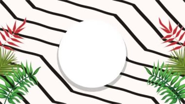 Dairesel çerçevede tropikal yapraklar, 4k video animasyonu