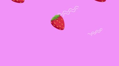 Çilekler taze meyve desenli animasyon, 4k video animasyonu