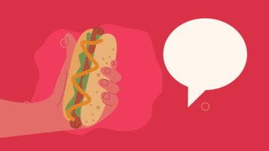 fast food hot dog animasyonu, 4k video animasyonu