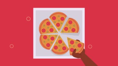 Pizza fast food lezzetli animasyon, 4k video animasyon.