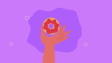 fast food sweet donut animation,4k video animated