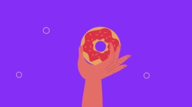 fast food sweet donut animation,4k video animated