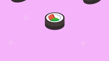 Japon suşi desenli animasyon, 4k video animasyonu