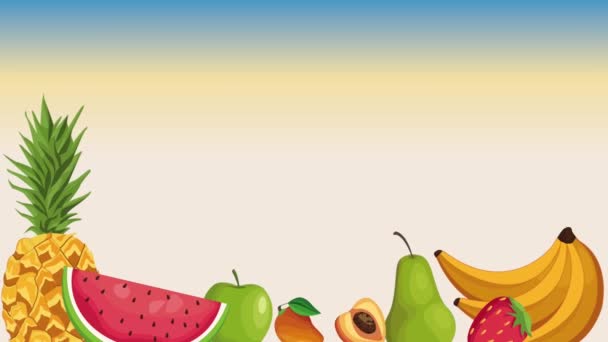 Fresh Tropical Fruits Summer Animation Video Animated — Stockvideo