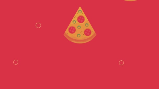 Pizza Fast Food Delicious Animation Video Animated — Vídeos de Stock