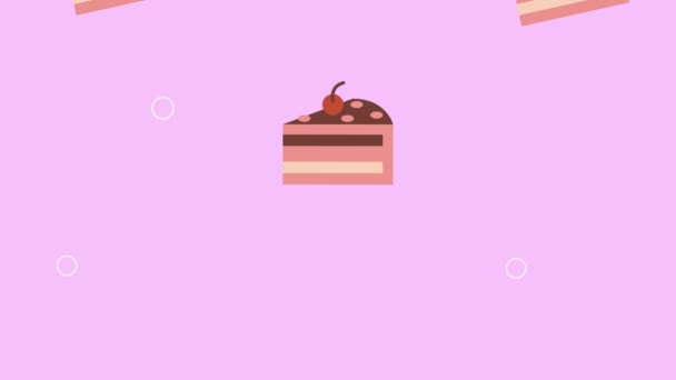 Słodkie Ciasta Porcje Wzór Animacja Wideo Animowane — Wideo stockowe