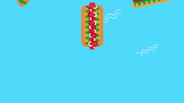 Fast Food Pattern Delicious Animation Video Animated — Stockvideo