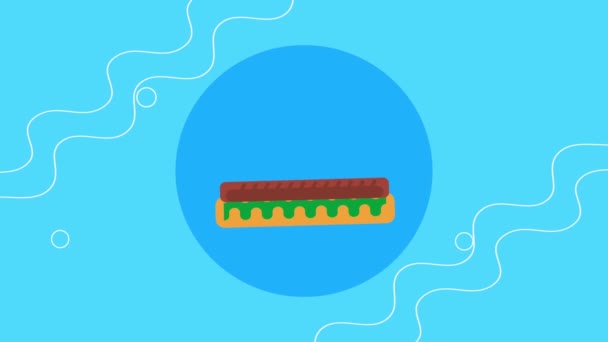 Fast Food Köstliche Sandwich Animation Video Animiert — Stockvideo