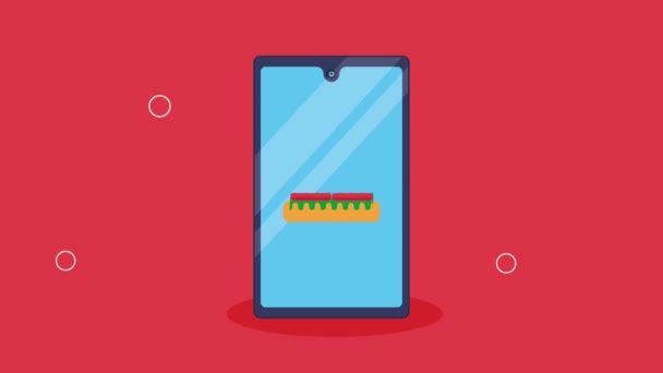 Fast Food Hamburger Smartphone Animation Video Animated — стоковое видео