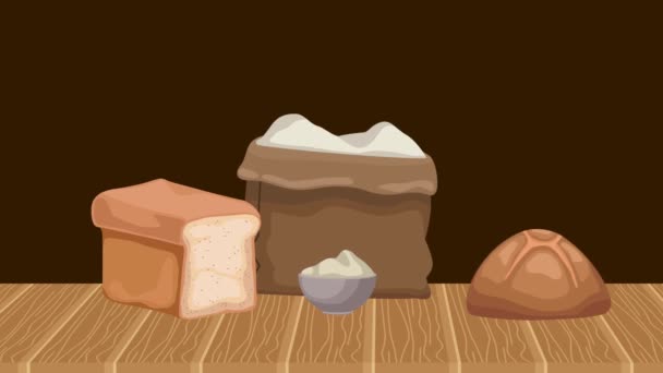 Breads Flour Sack Animation Video Animated — Vídeo de Stock