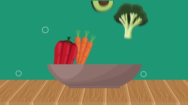 Vegetables Food Healthy Animation Icon Video Animated — Vídeos de Stock