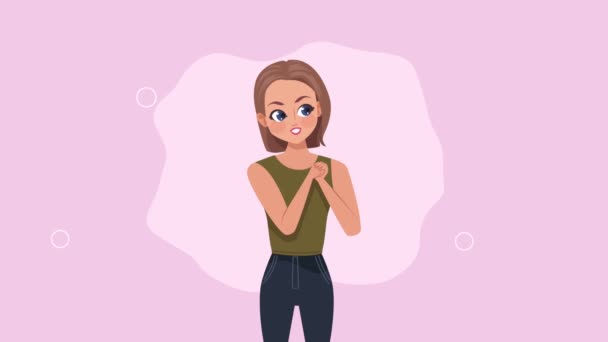 Young Happy Woman Character Animation Video Animated — Vídeo de stock