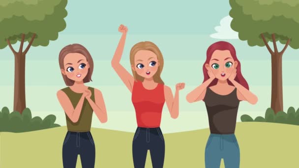 Group Girls Landscape Video Animated — Video