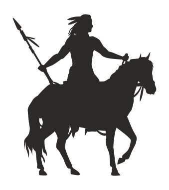 native warrior in horse silhouette