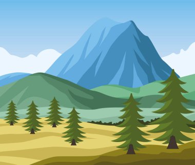 pines and peak landscape scene