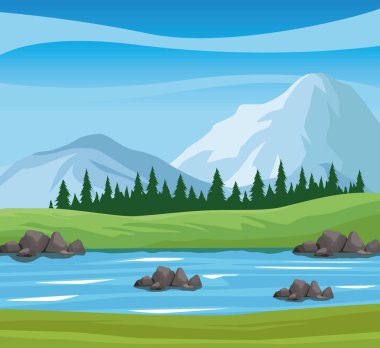 river in beauty landscape scene