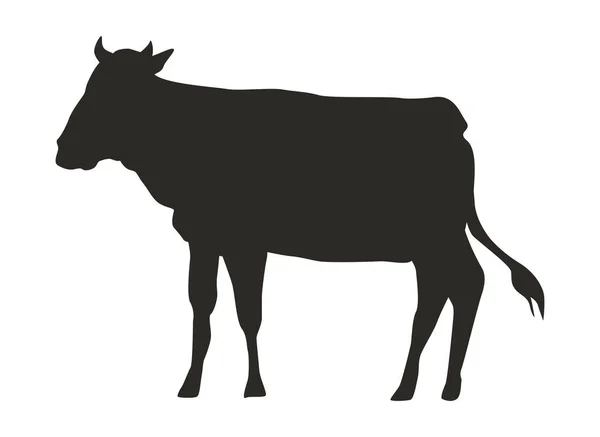 Cow Farm Animal Silhouette Style — Stock vektor
