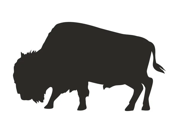 Buffalo Wild Animal Silhouette Style — Vector de stock