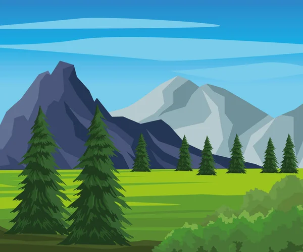 Coniferus Trees Camp Landscape — Vector de stock