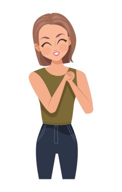 happy beautiful woman gesture character