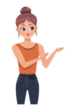 beautiful woman showing position character