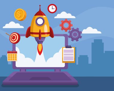 rocket start up in laptop computer